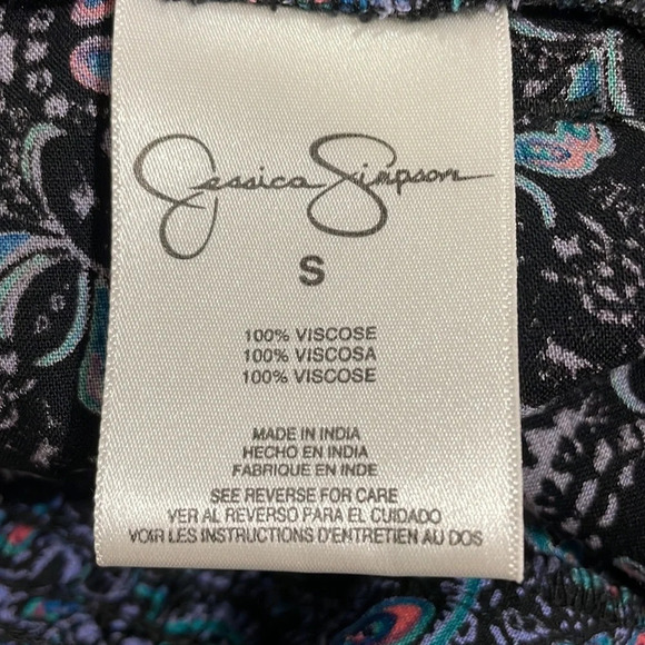 NWT Jessica Simpson Black Paisley Wide Leg Pants S - Picture 14 of 16